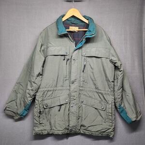 Vintage LL Bean Coat Mens Large Green Flannel Lined Distressed Chore Workwear